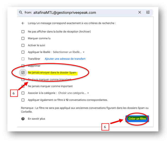 Ajouter expéditeur approuvé Gmail étape 6