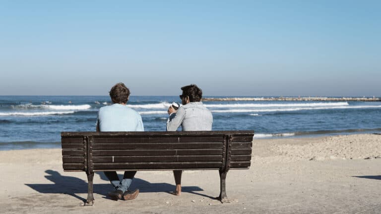 bench beach ocean