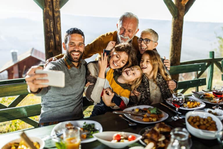 family selfie outside