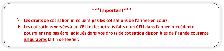 Avis - droit de cotisation CELI