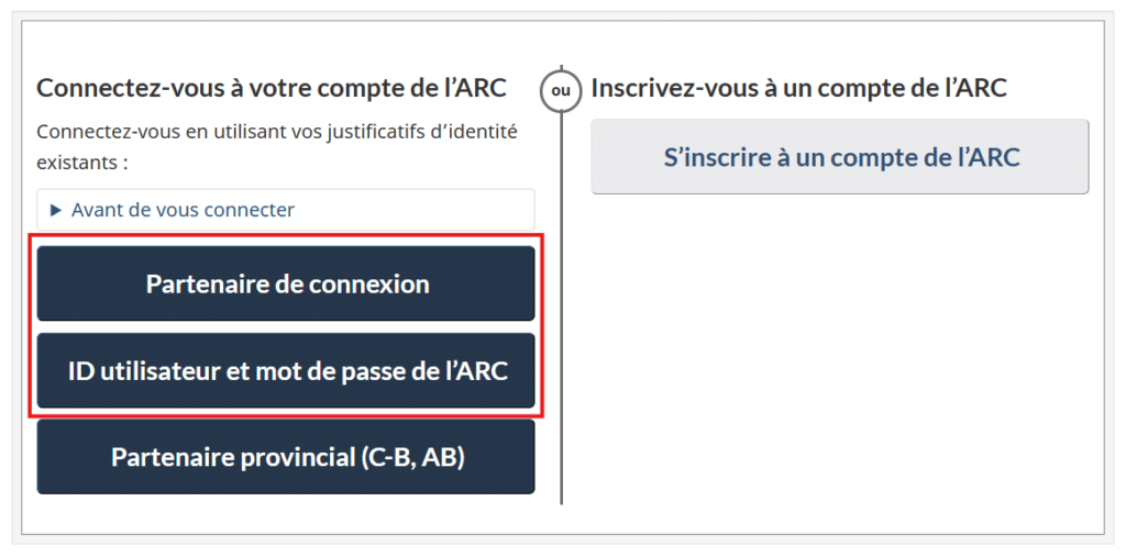 Se connecter à son compte de l'ARC