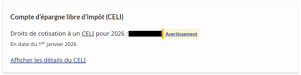 Droit de cotisation à un CELI